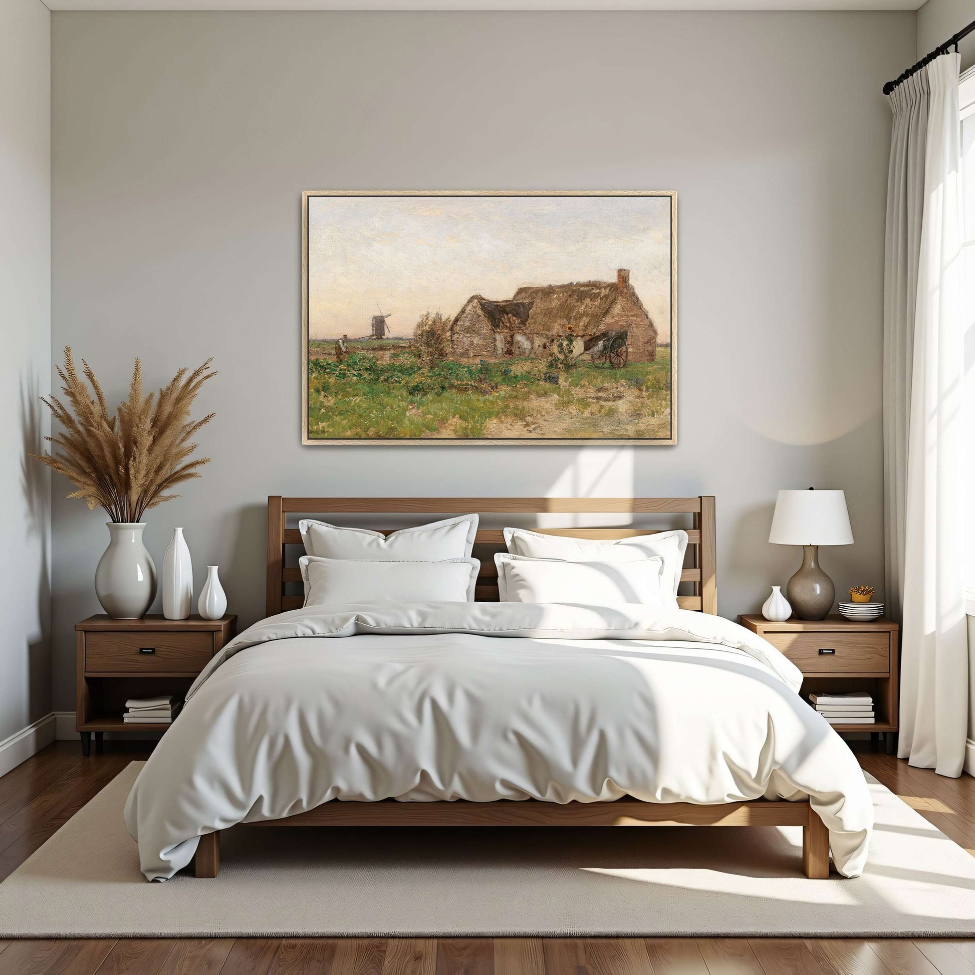 Rural scene with farmhouse, windmill by Eugen Jettel