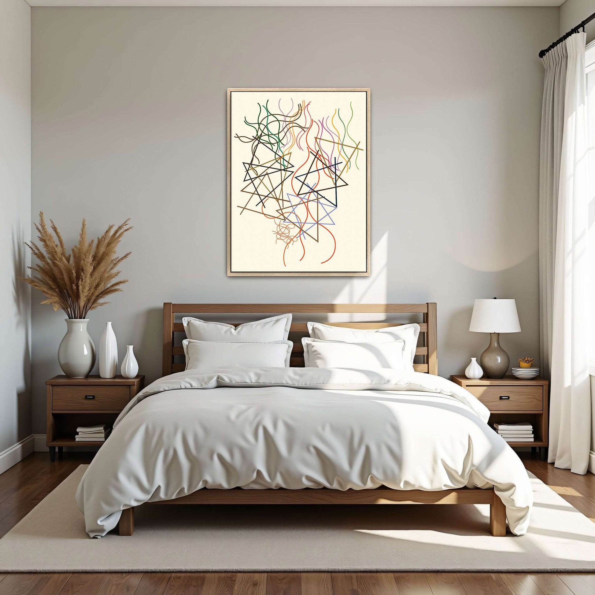 Abstract art with lines and triangles by Myriam Thyes