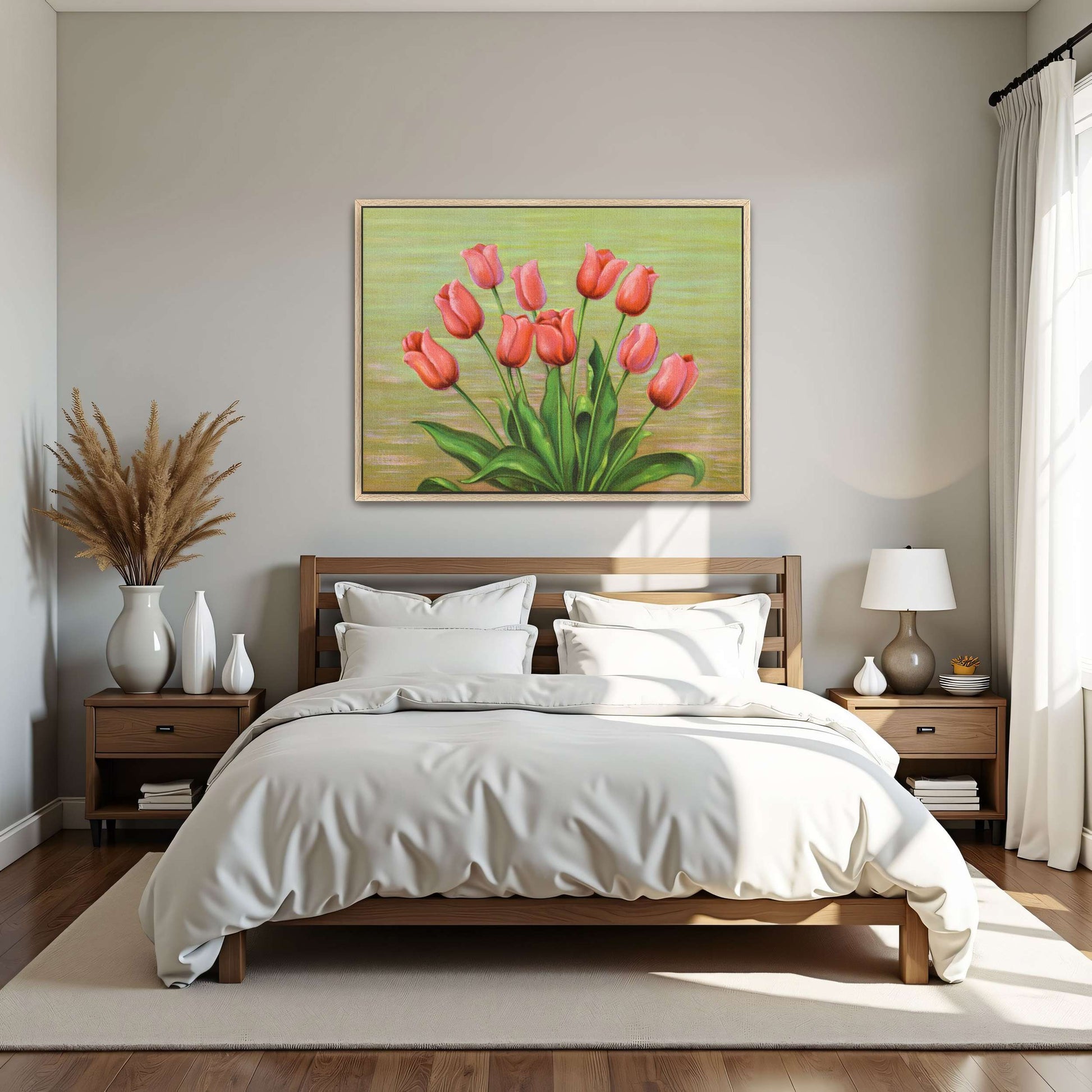 Red tulips in a vase by Lafayette F. Cargill