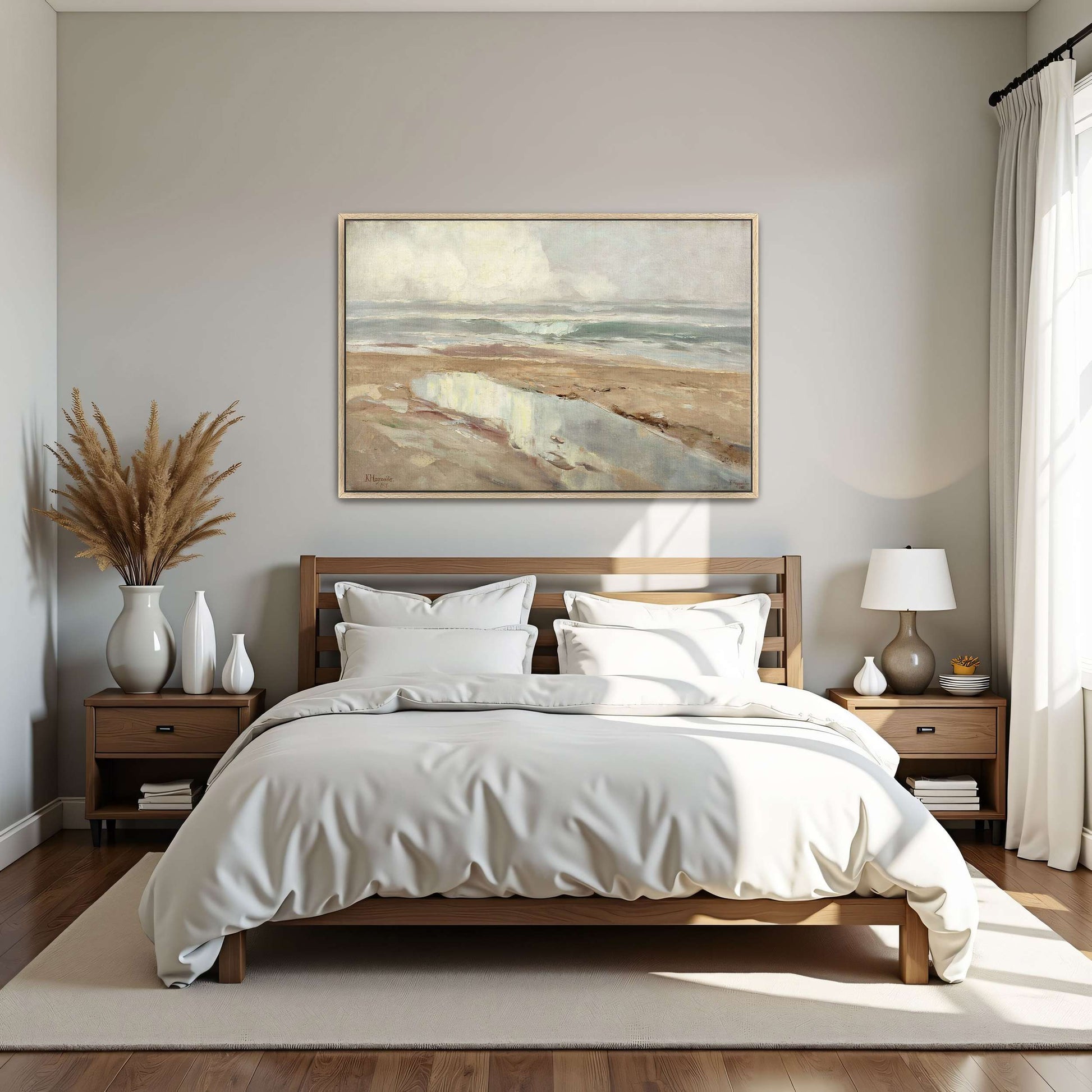 Seascape with a sandy beach by Karl Hagemeister