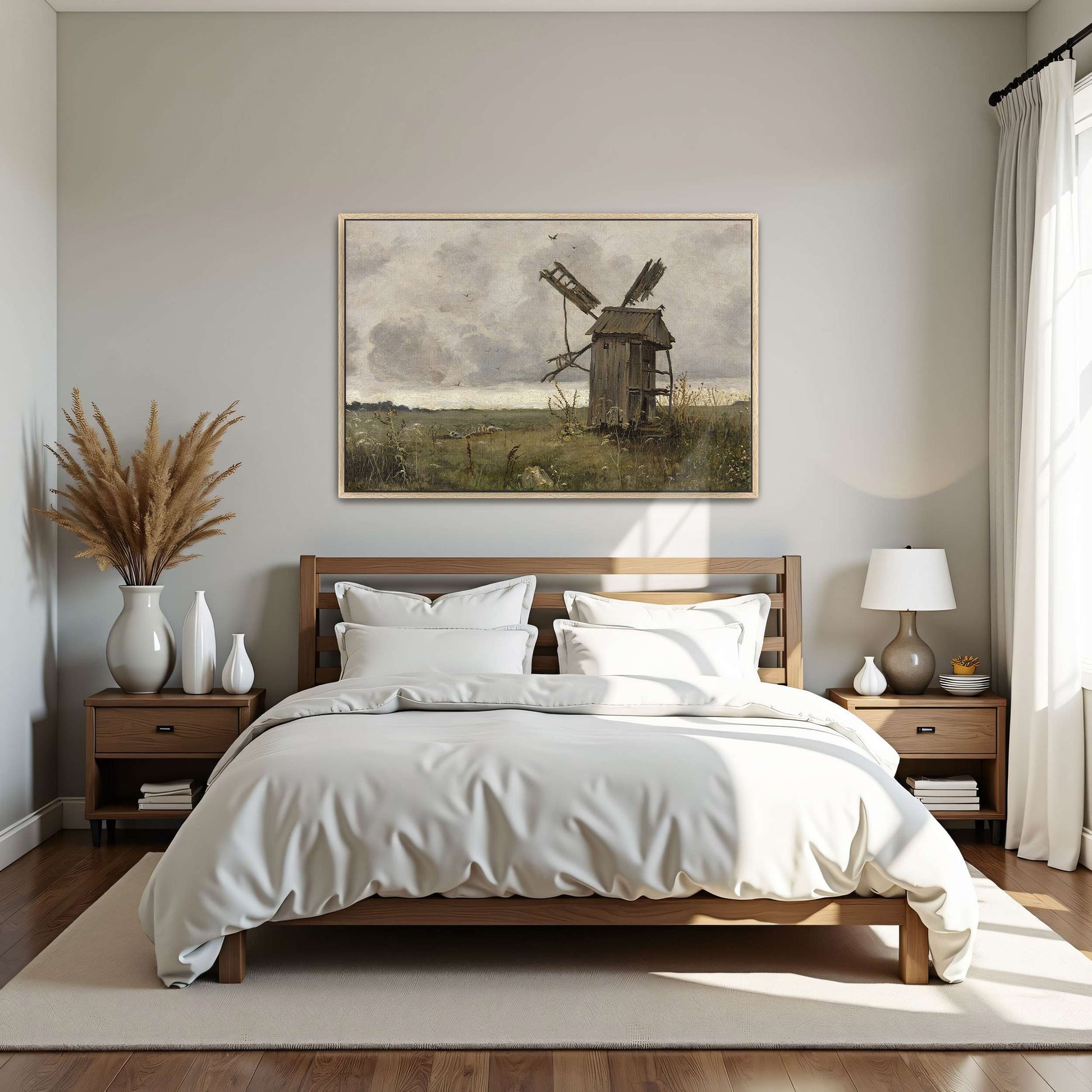 A dilapidated windmill in a field by Jan Stanislawski