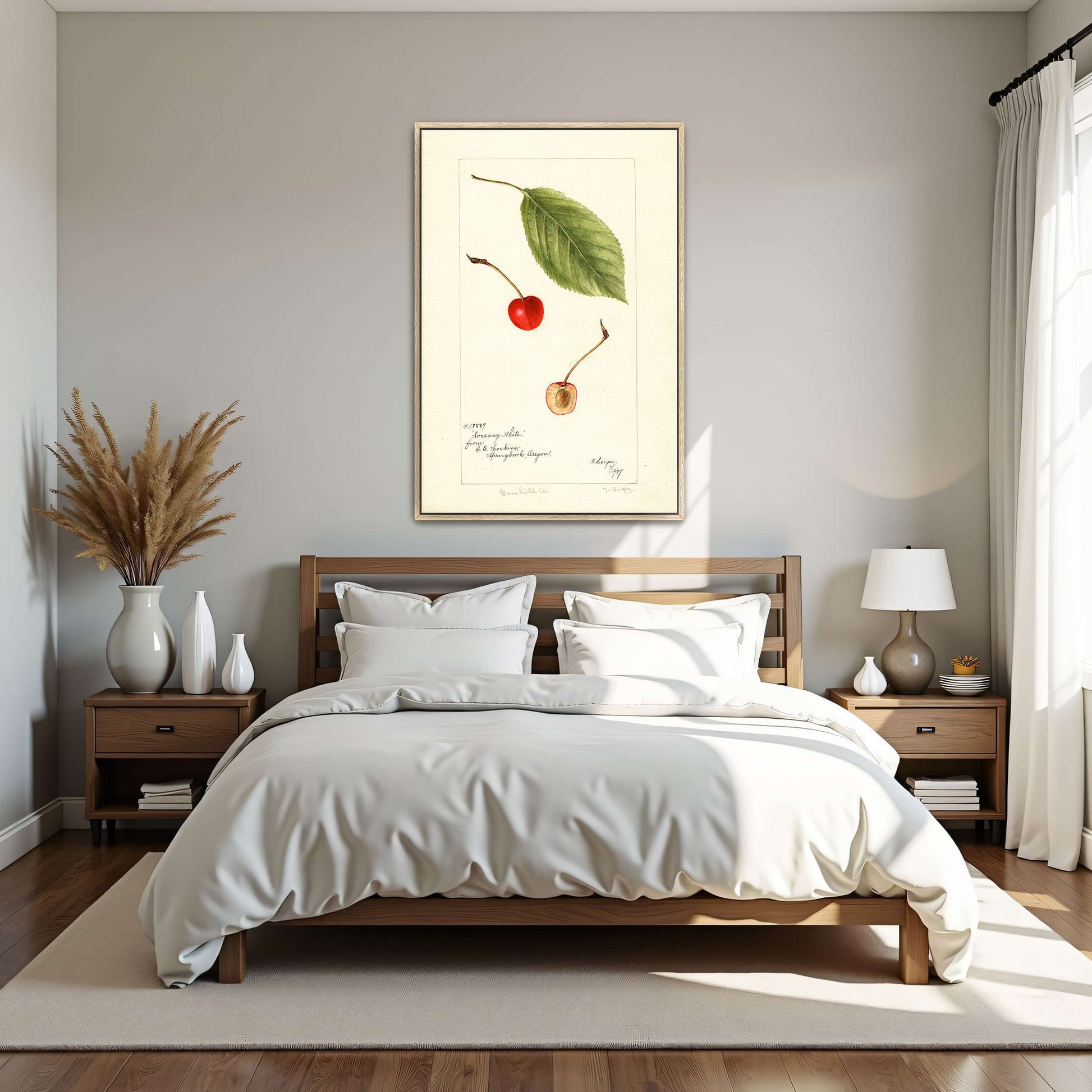 Cherry leaf and fruit watercolor by Bertha Heiges