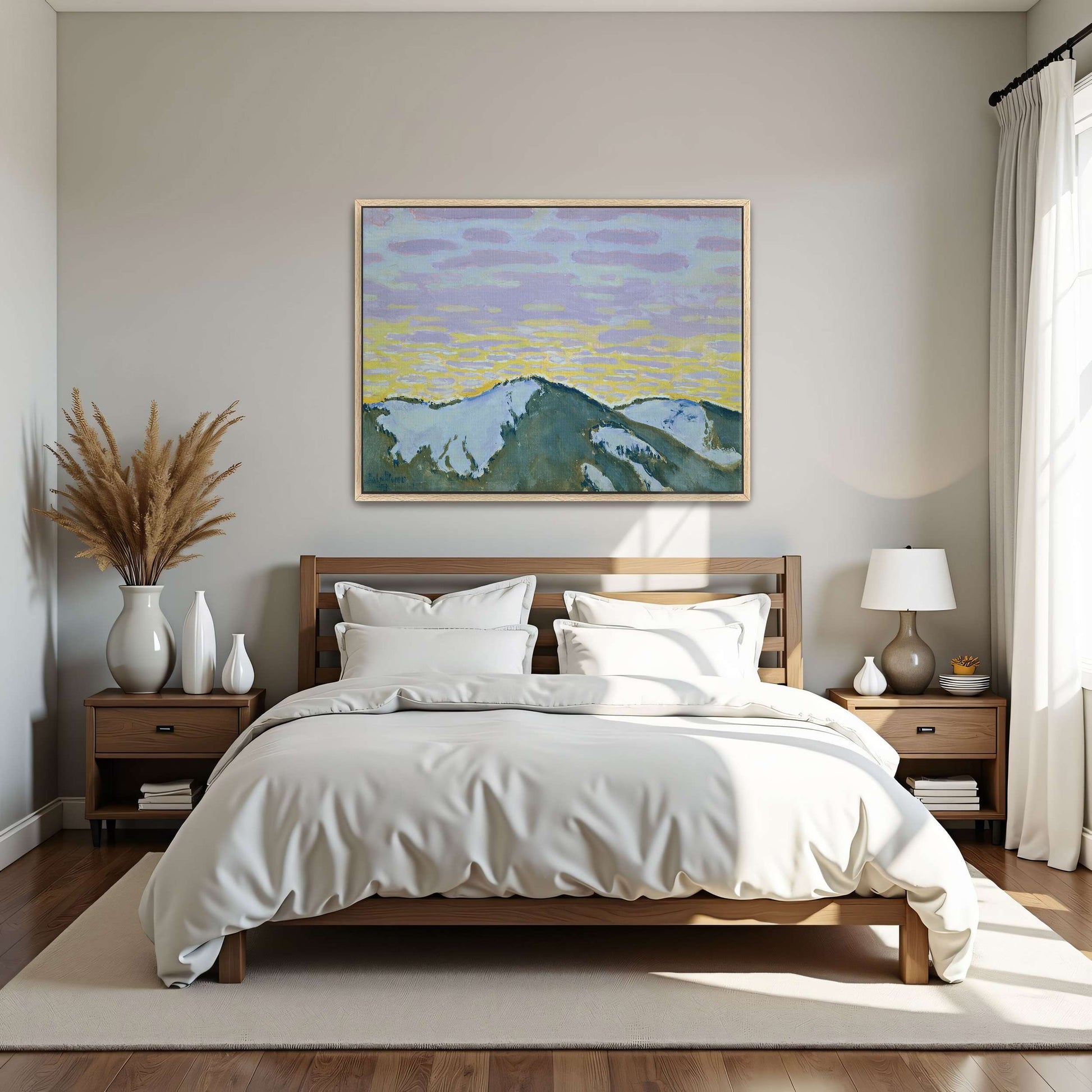Snowy mountain peaks at dusk by Koloman Moser