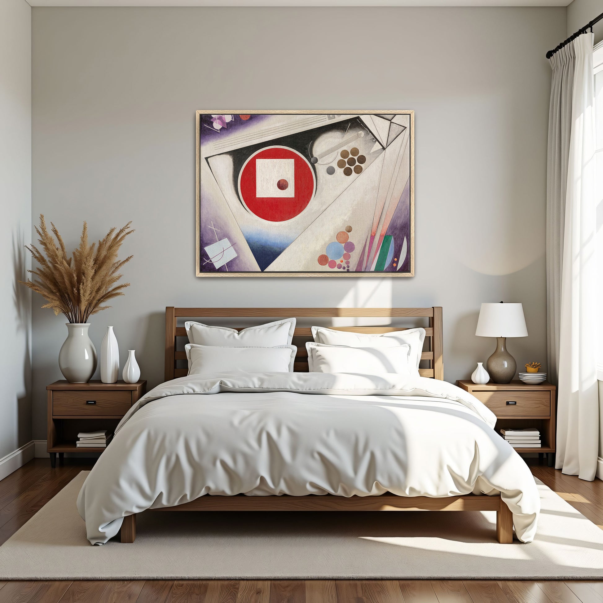 Abstract Geometric Composition With Red Circle And White Square By Rudolf Bauer