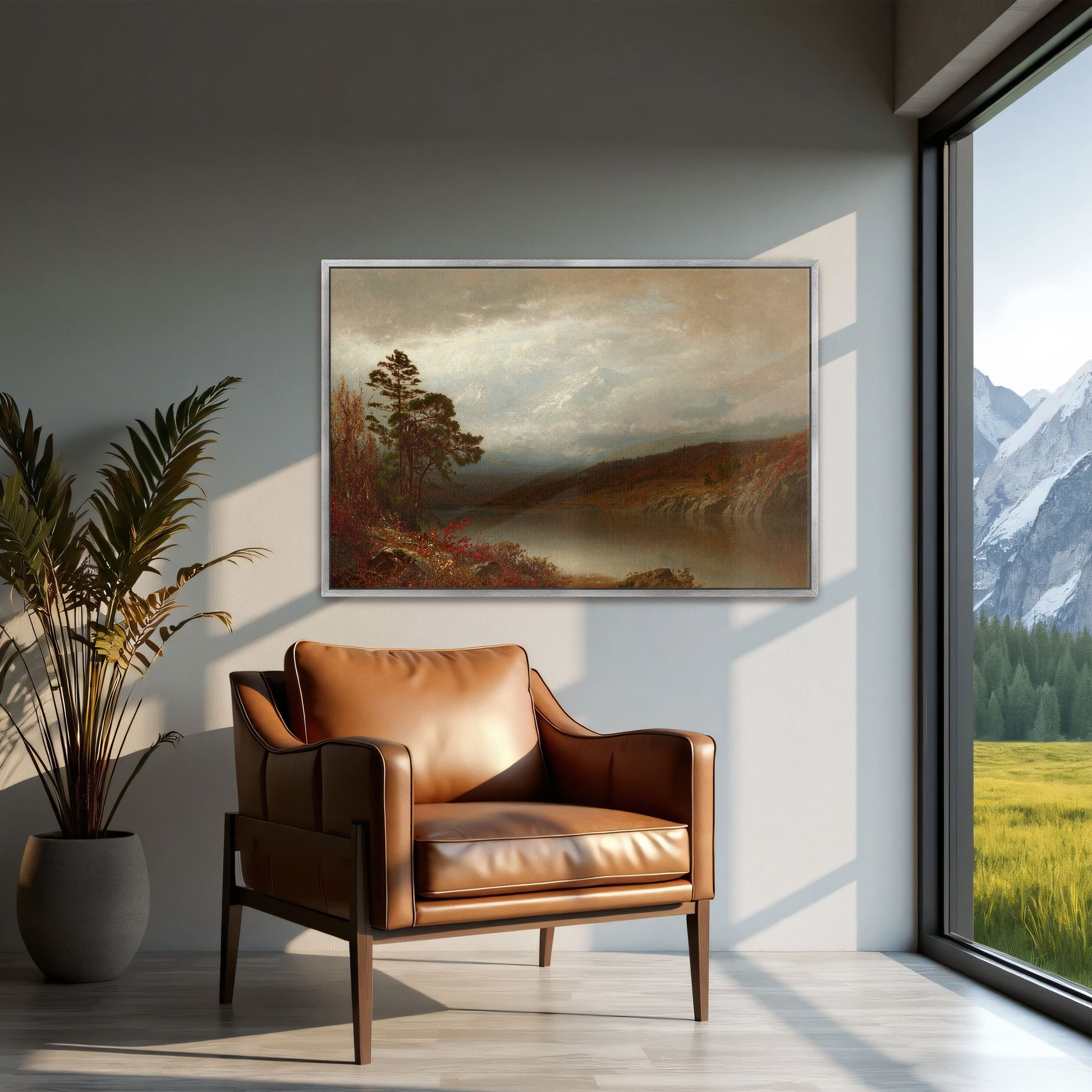 Adirondack Lake And Mountains Under Cloudy Sky By Alexander Helwig Wyant