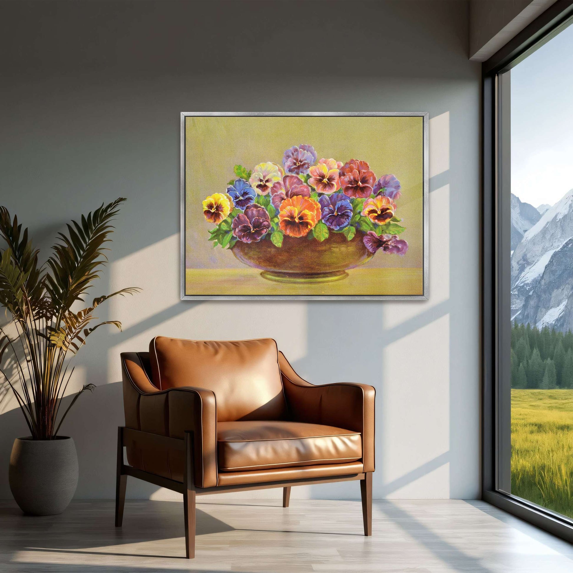 Pansy flowers in a bowl by Lafayette F. Cargill