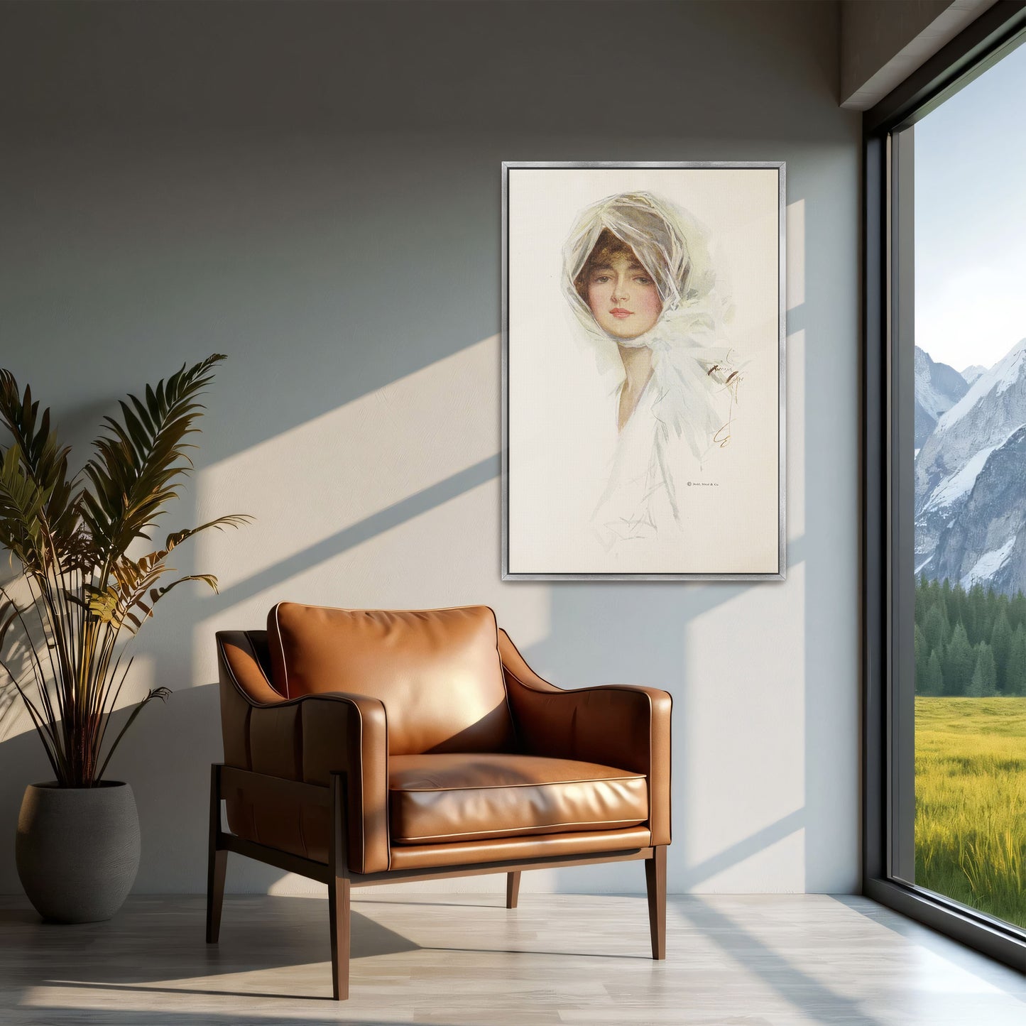 Woman In White Veil Portrait Soft Light By Harrison Fisher