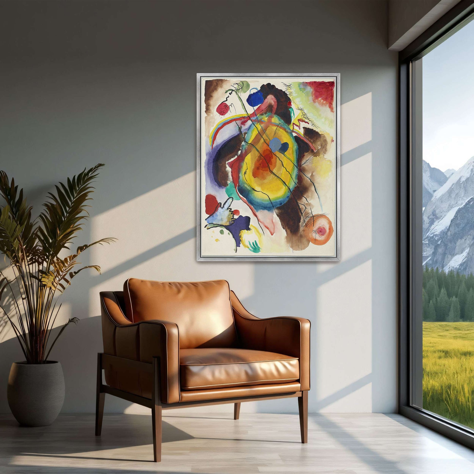 Abstract watercolor painting with circles by Wassily Kandinsky