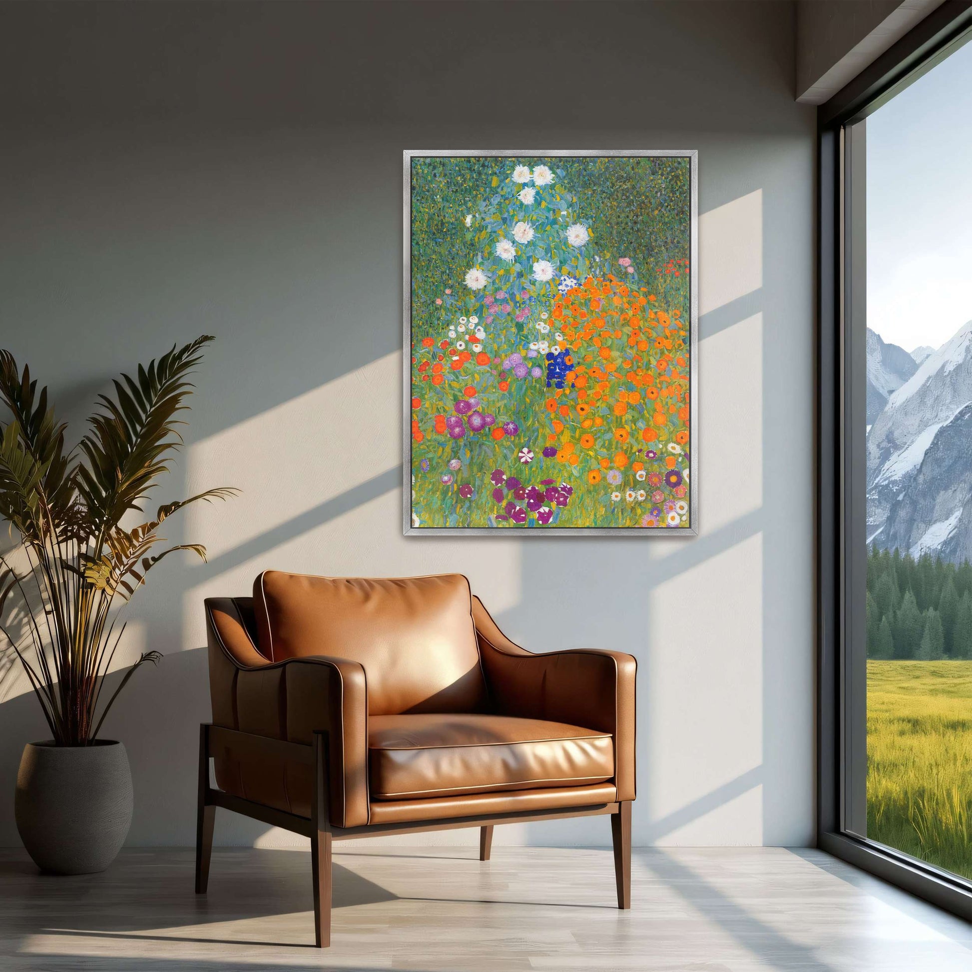A vibrant garden with colorful flowers by Gustav Klimt