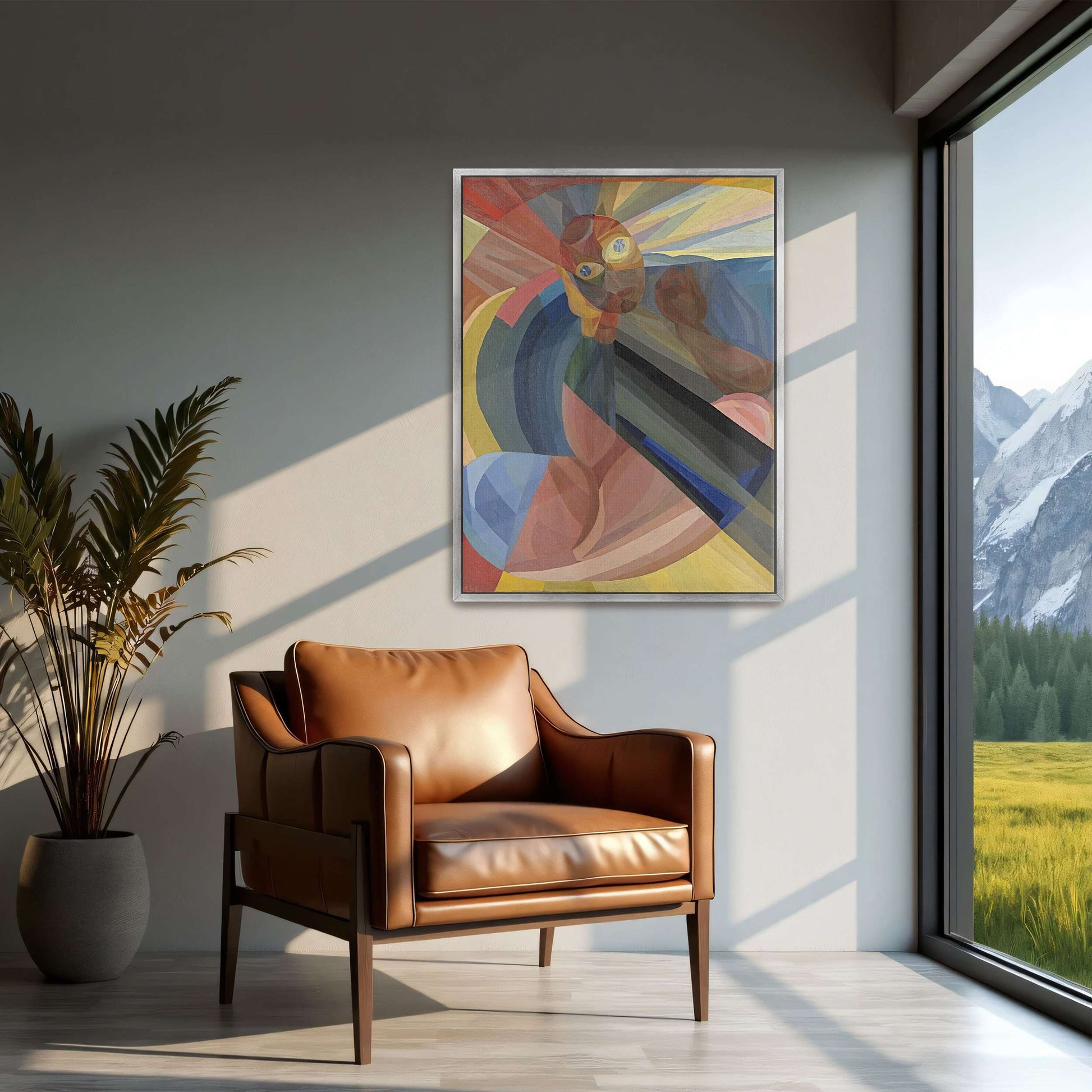 Abstract portrait with geometric shapes by Otto Freundlich
