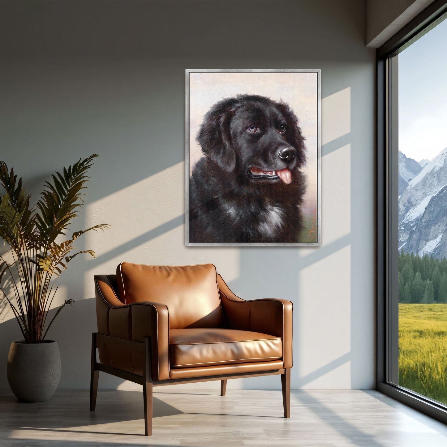 Black Dog Portrait Close Up Head By Carl Reichert