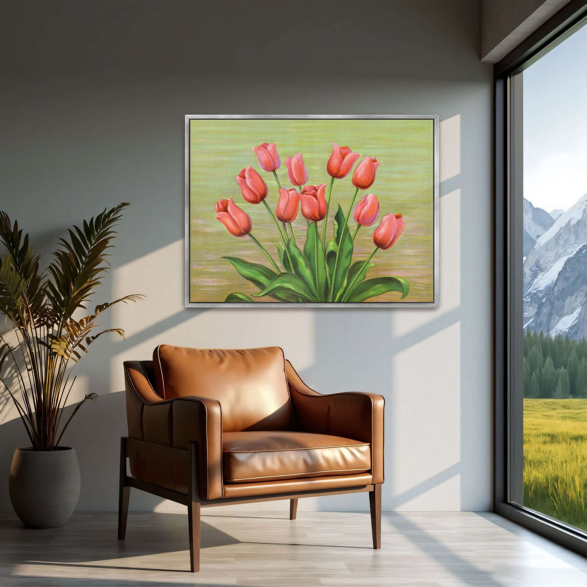 Red tulips in a vase by Lafayette F. Cargill