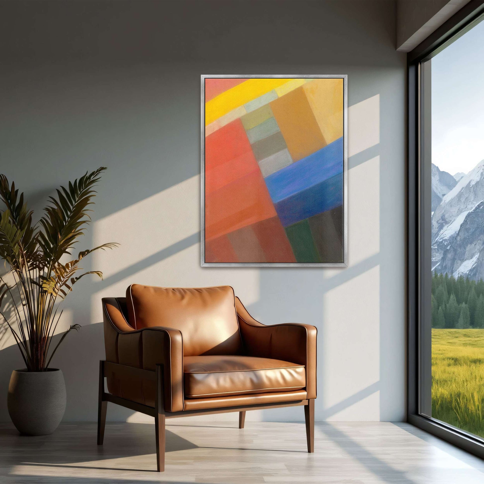 Abstract geometric art with colorful squares by Otto Freundlich