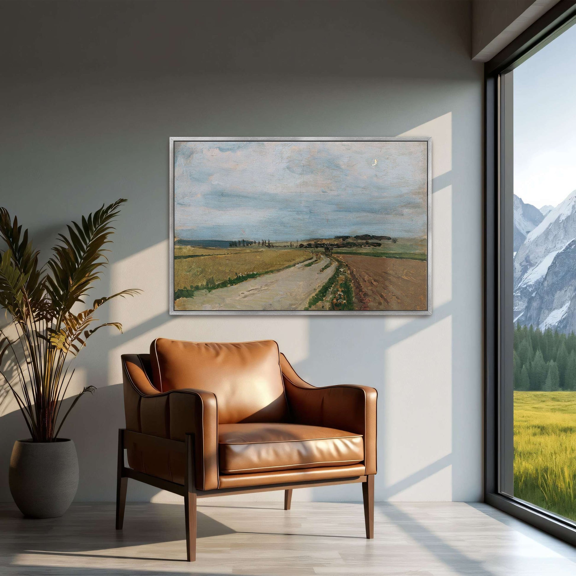 Country road, fields, and sky by Carl Moll
