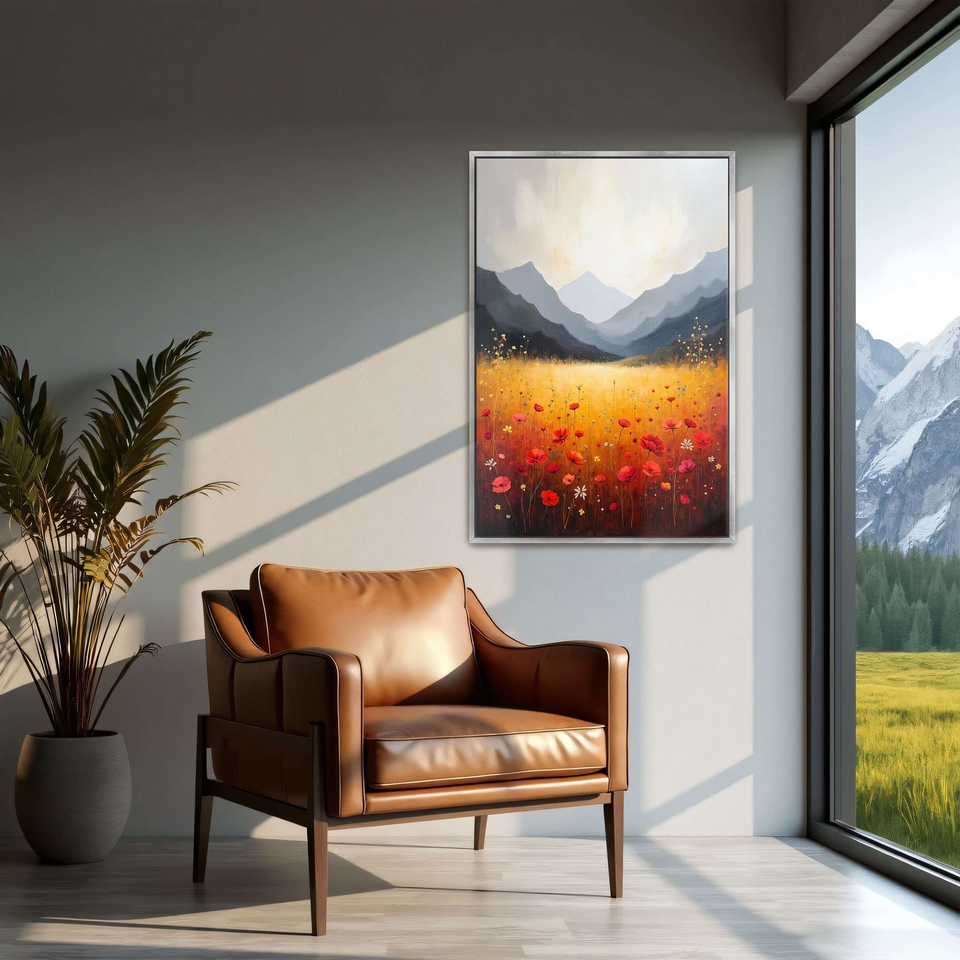 Mountain Meadow With Poppies By Yara Rabibzad