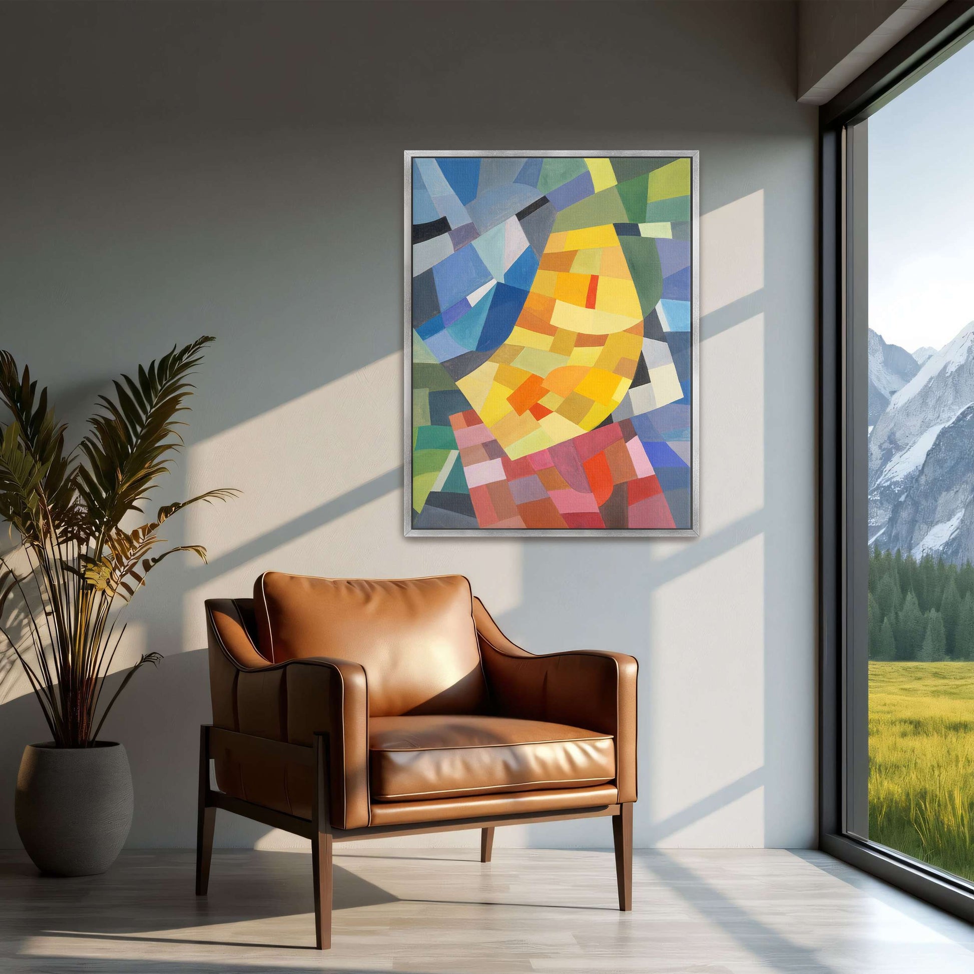 Abstract geometric painting with yellow and red by Otto Freundlich