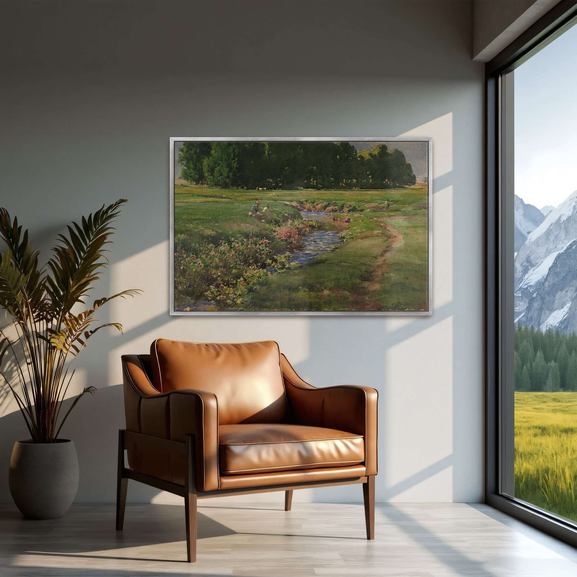 Stream flows through green field by William Henry Holmes
