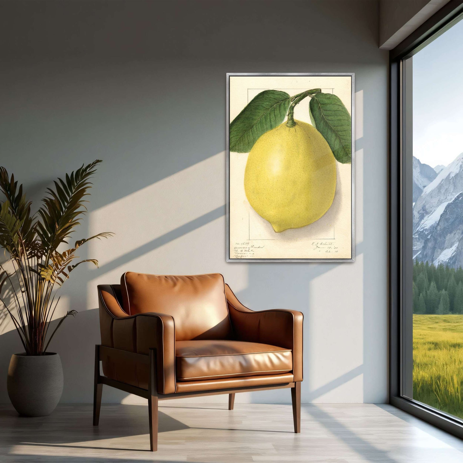 Lemon with leaves watercolor by Ellen Isham Schutt
