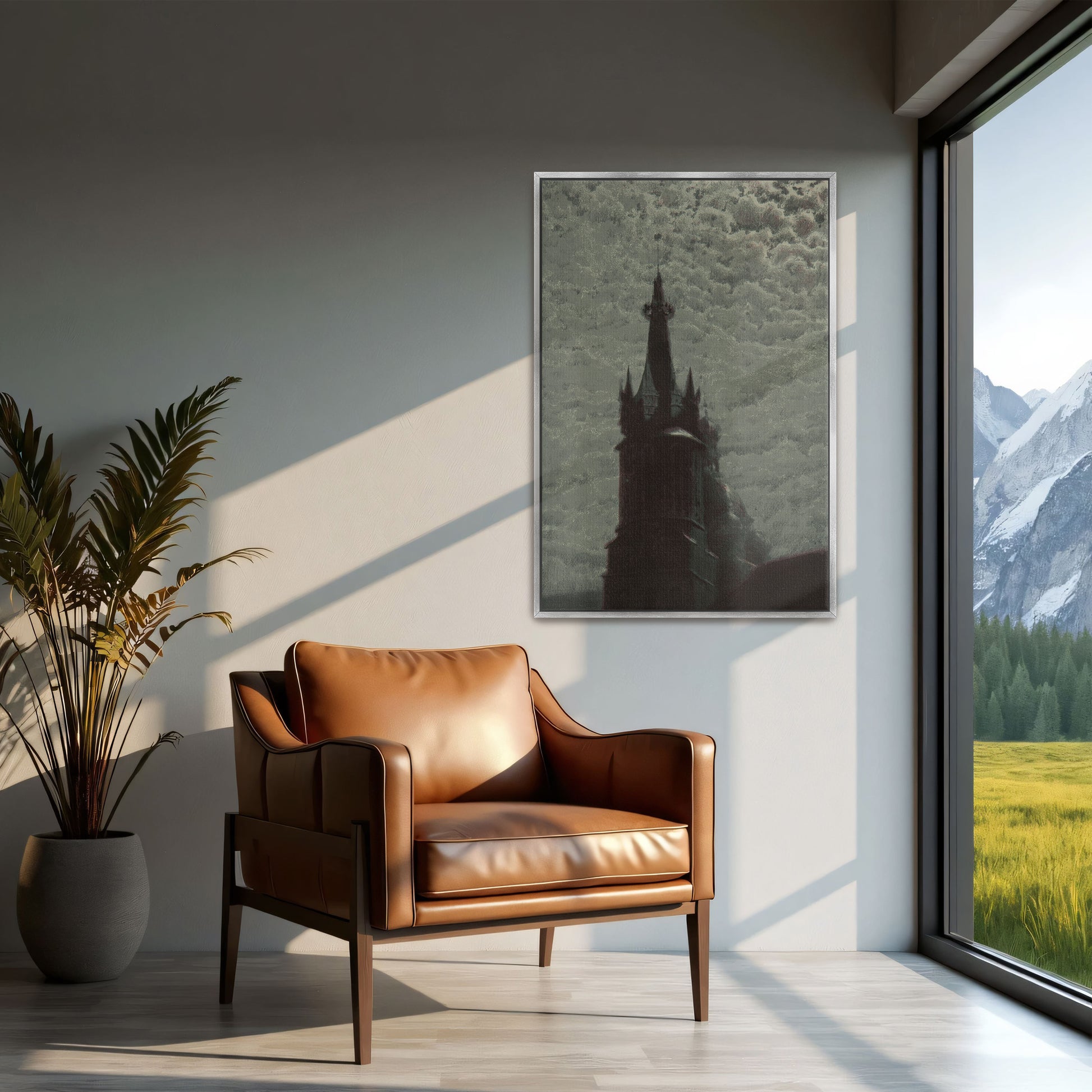 Church Tower Against Cloudy Sky By Józef Rapacki