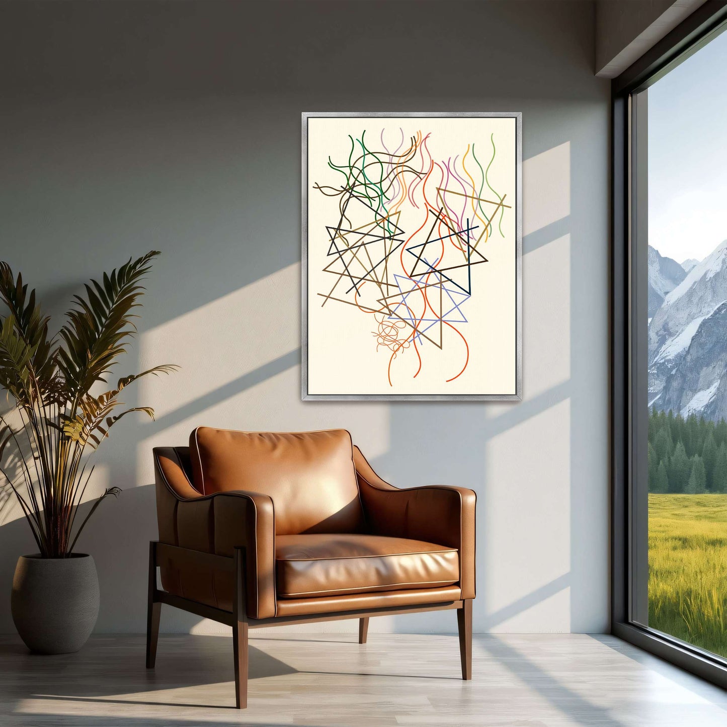 Abstract art with lines and triangles by Myriam Thyes