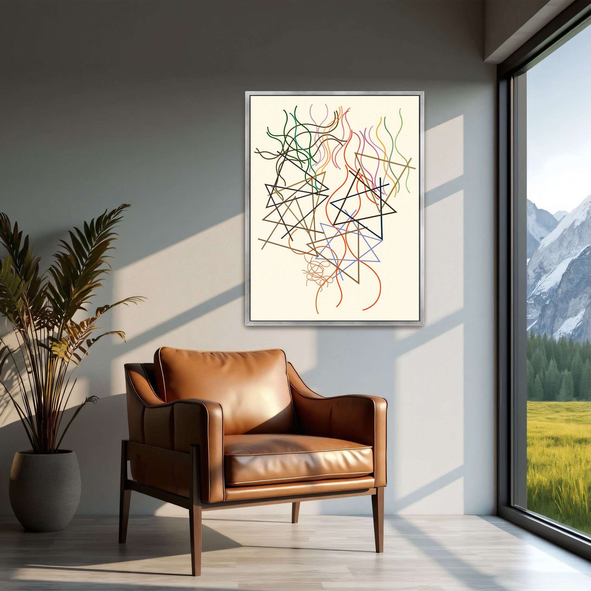 Abstract art with lines and triangles by Myriam Thyes