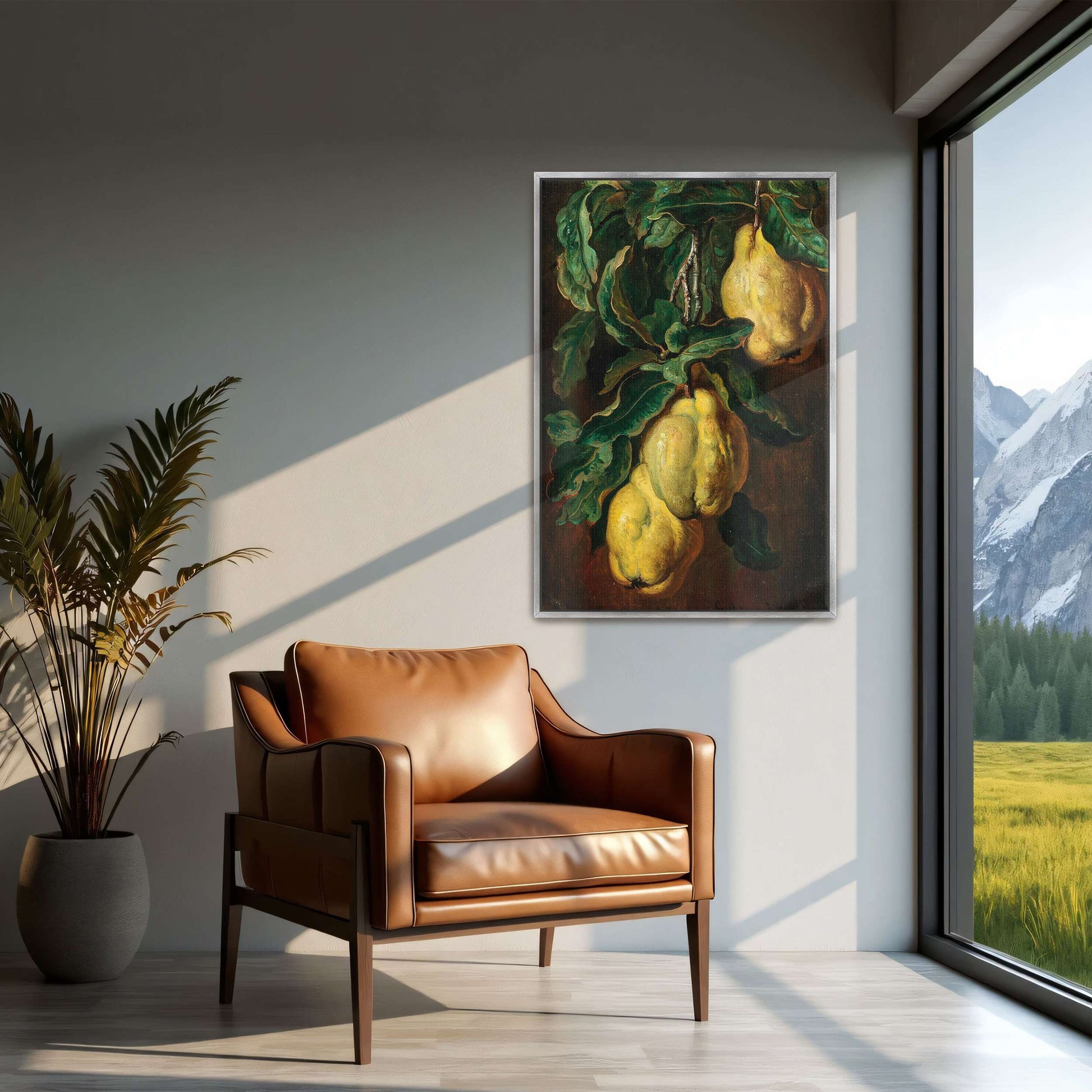 Still life painting of quinces by Ludwig Adam Kunz