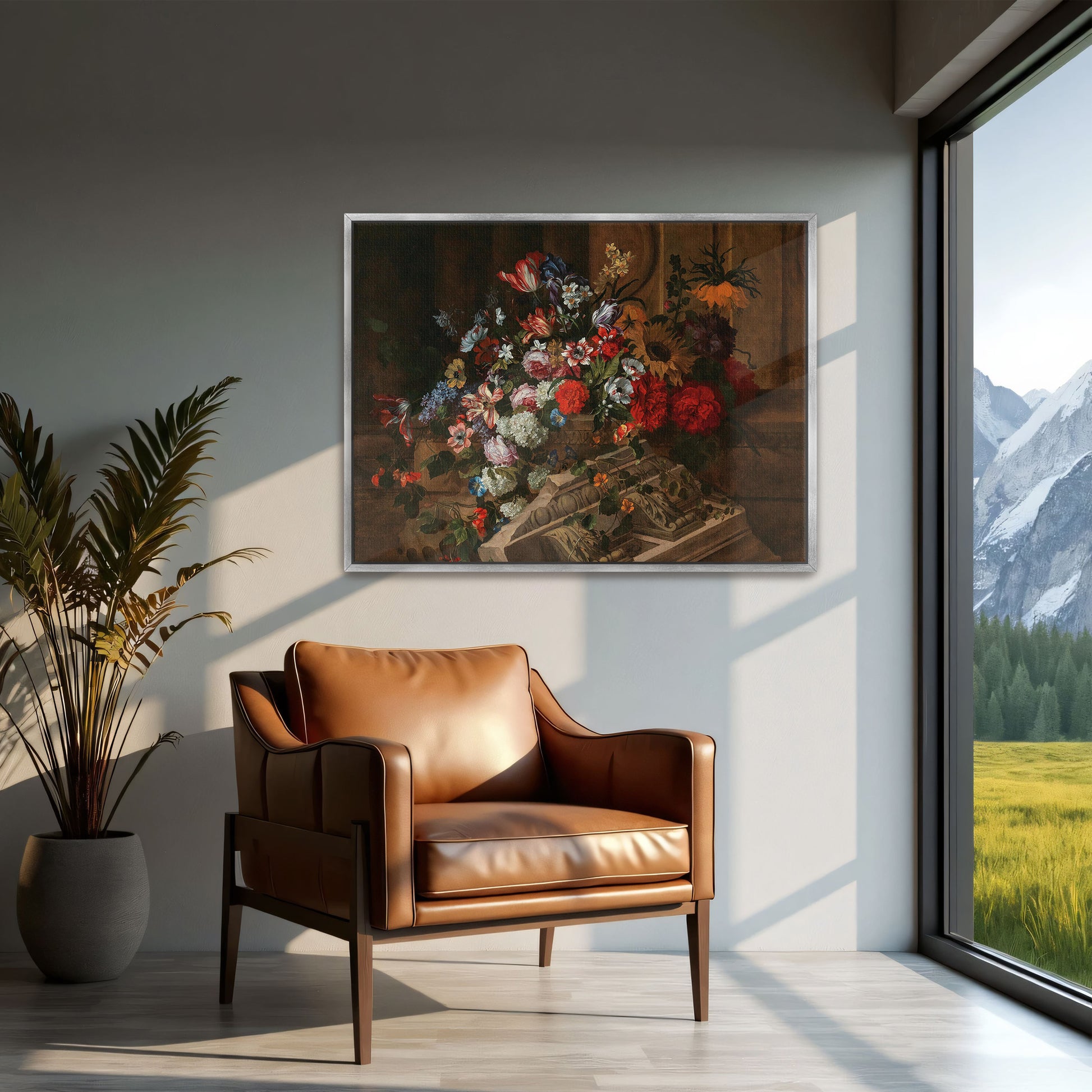 Flowers And Classical Ruins On A Terrace By Jean-Baptiste Monnoyer