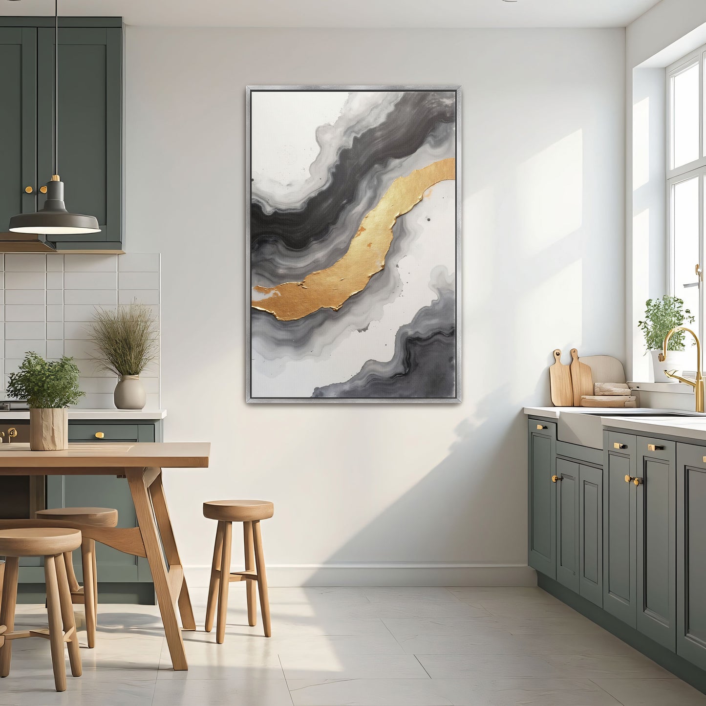 Abstract Gold And Grey Swirls By Yara Rabibzad