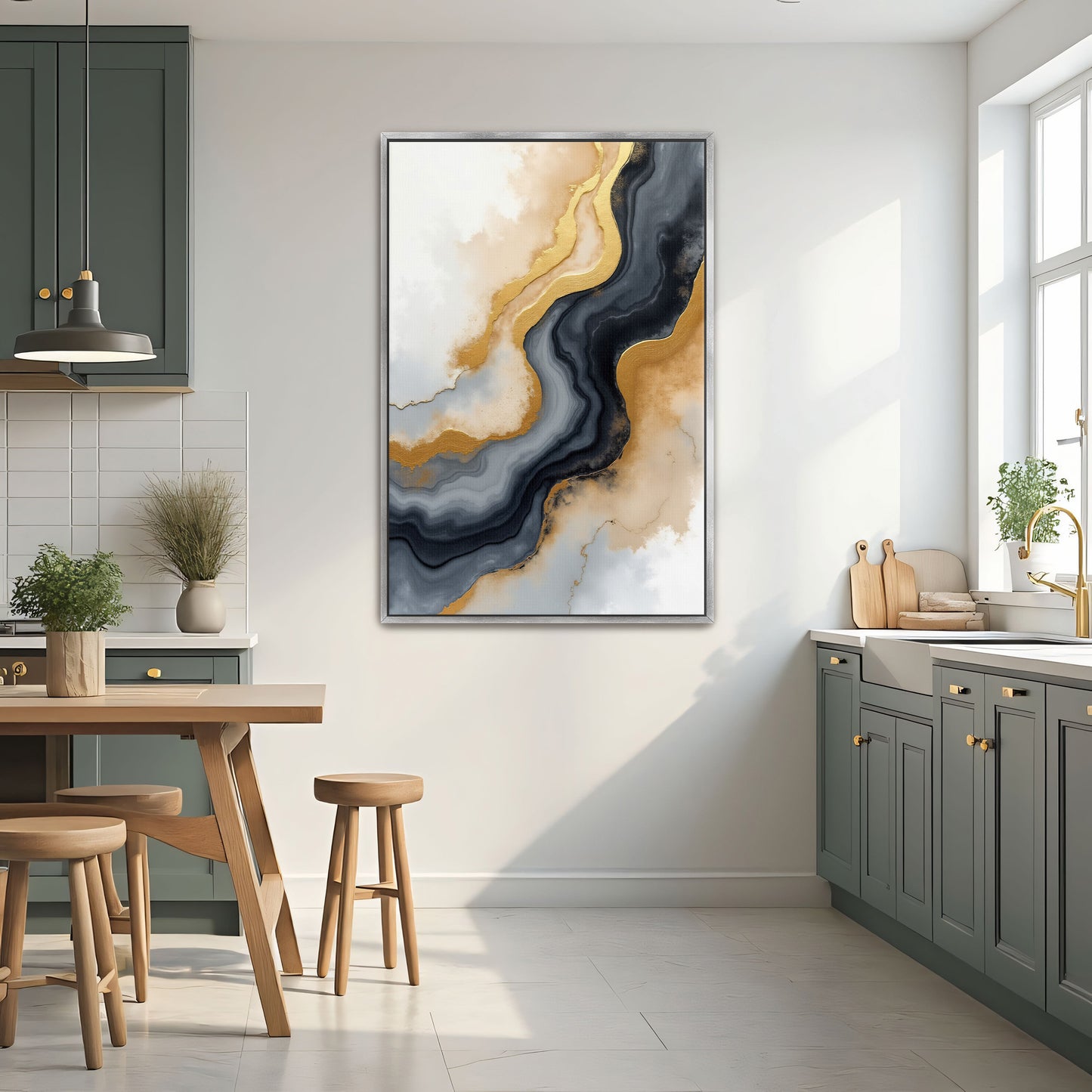 Abstract Gold And Grey Swirls By Yara Rabibzad