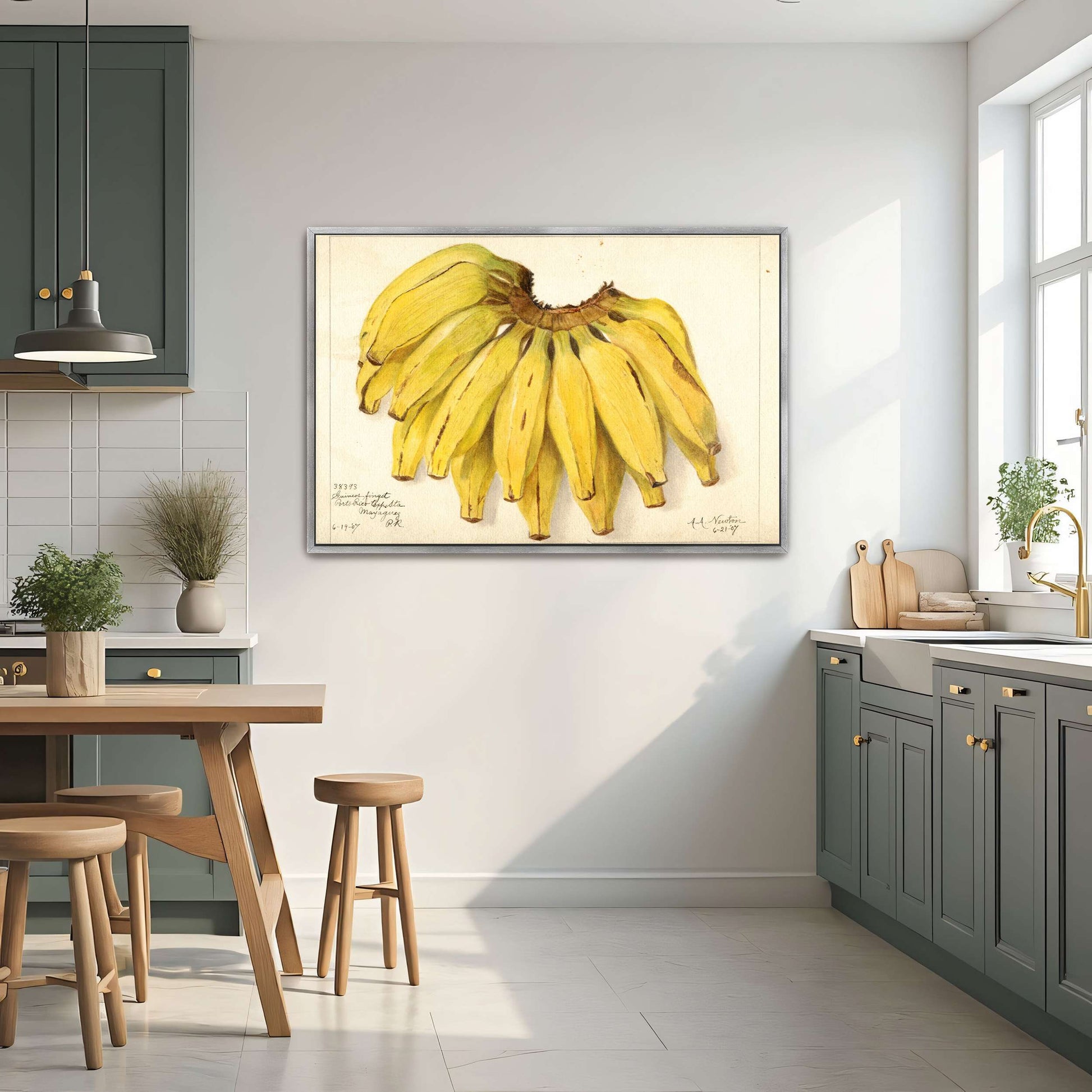 Watercolor painting of bananas by Amanda Almira Newton