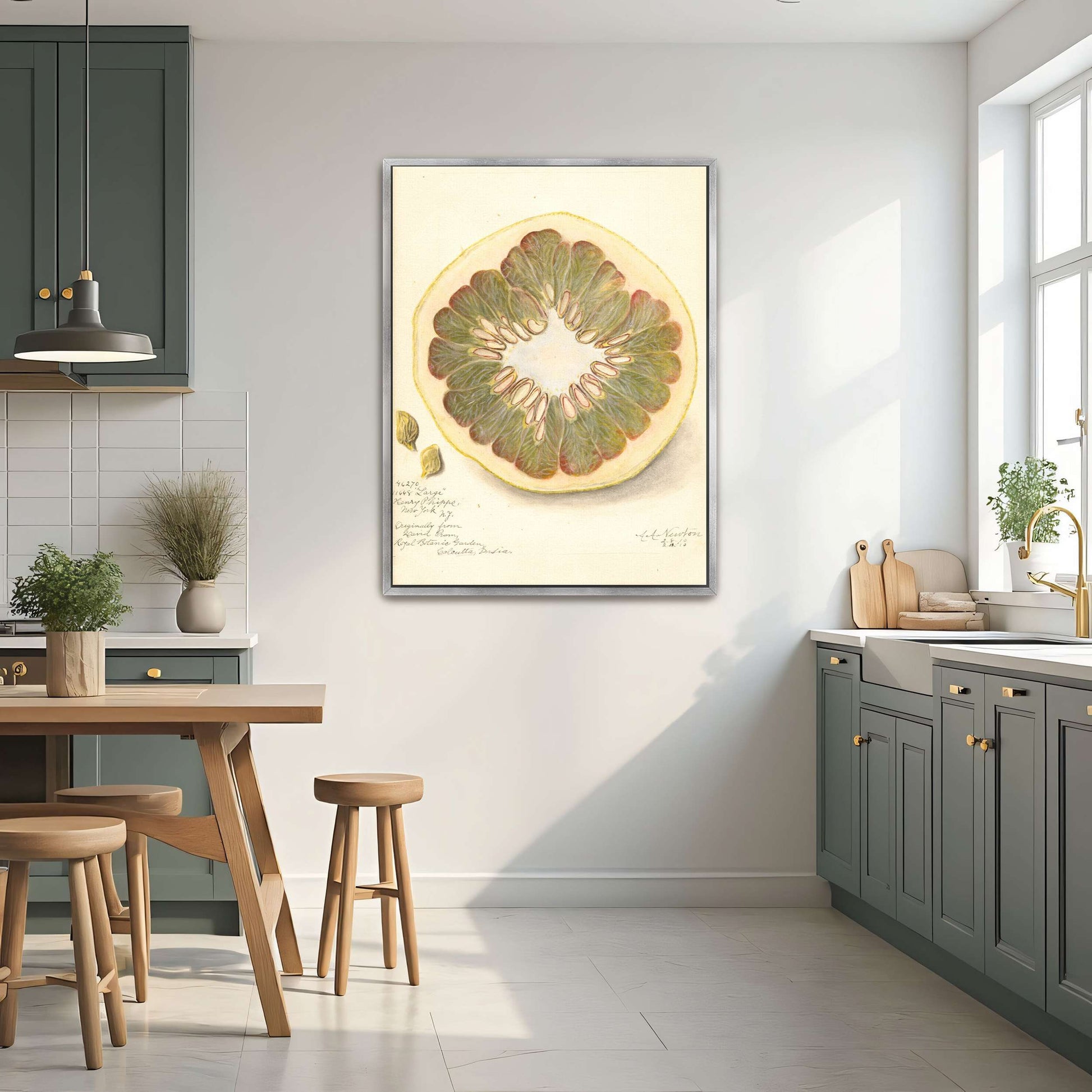 Pomelo cross-section watercolor by Amanda Almira Newton