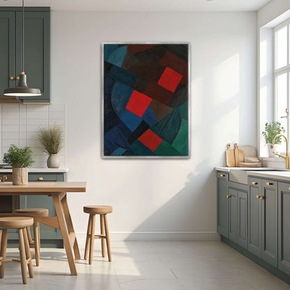 Abstract geometric painting with red squares by Otto Freundlich