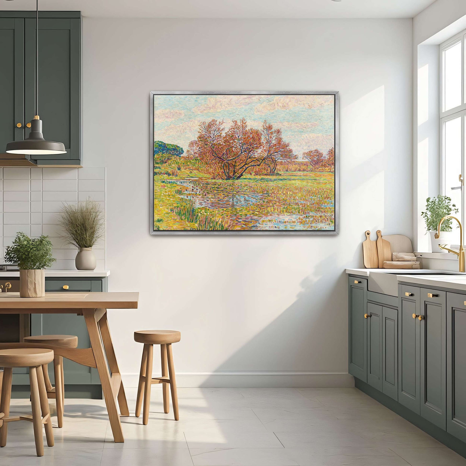 Autumn landscape with trees and river by Paul Baum