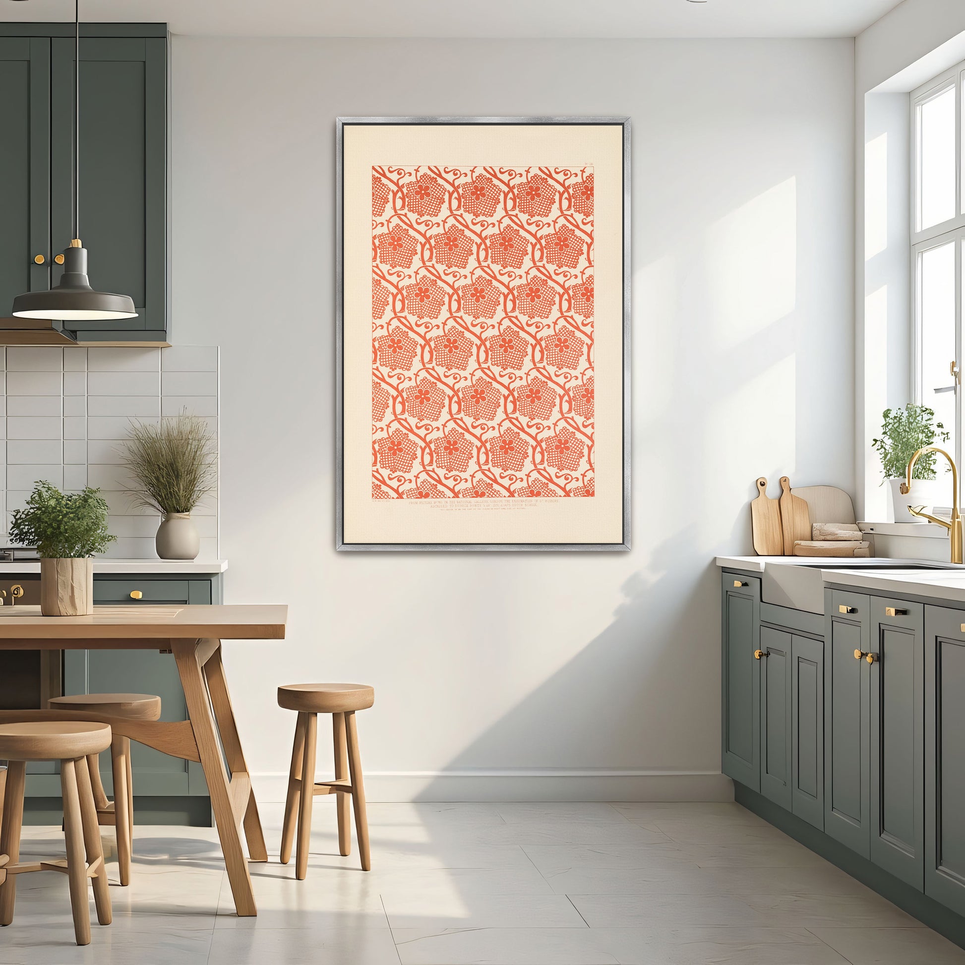 Orange Floral Pattern On White Background By Sydney Vacher