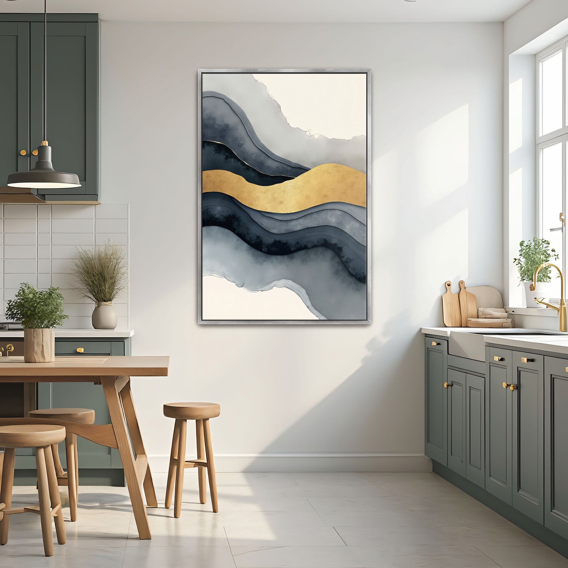 Abstract Gold And Grey Swirls By Yara Rabibzad