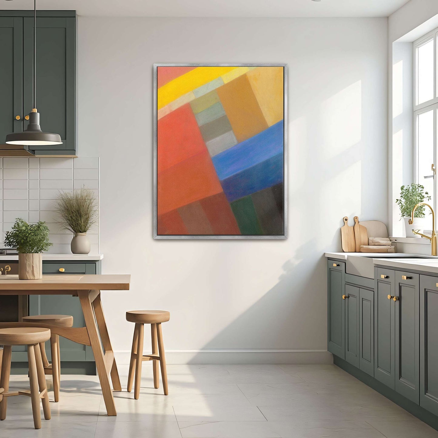 Abstract geometric art with colorful squares by Otto Freundlich