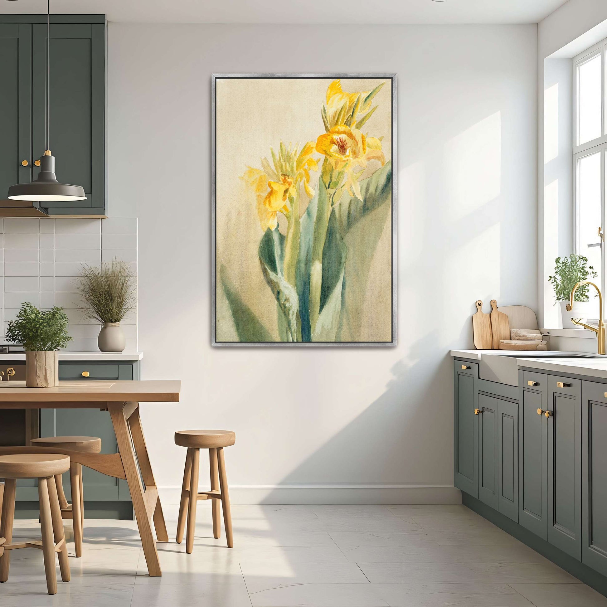 Yellow Canna Lilies Watercolor by Hannah Borger Overbeck