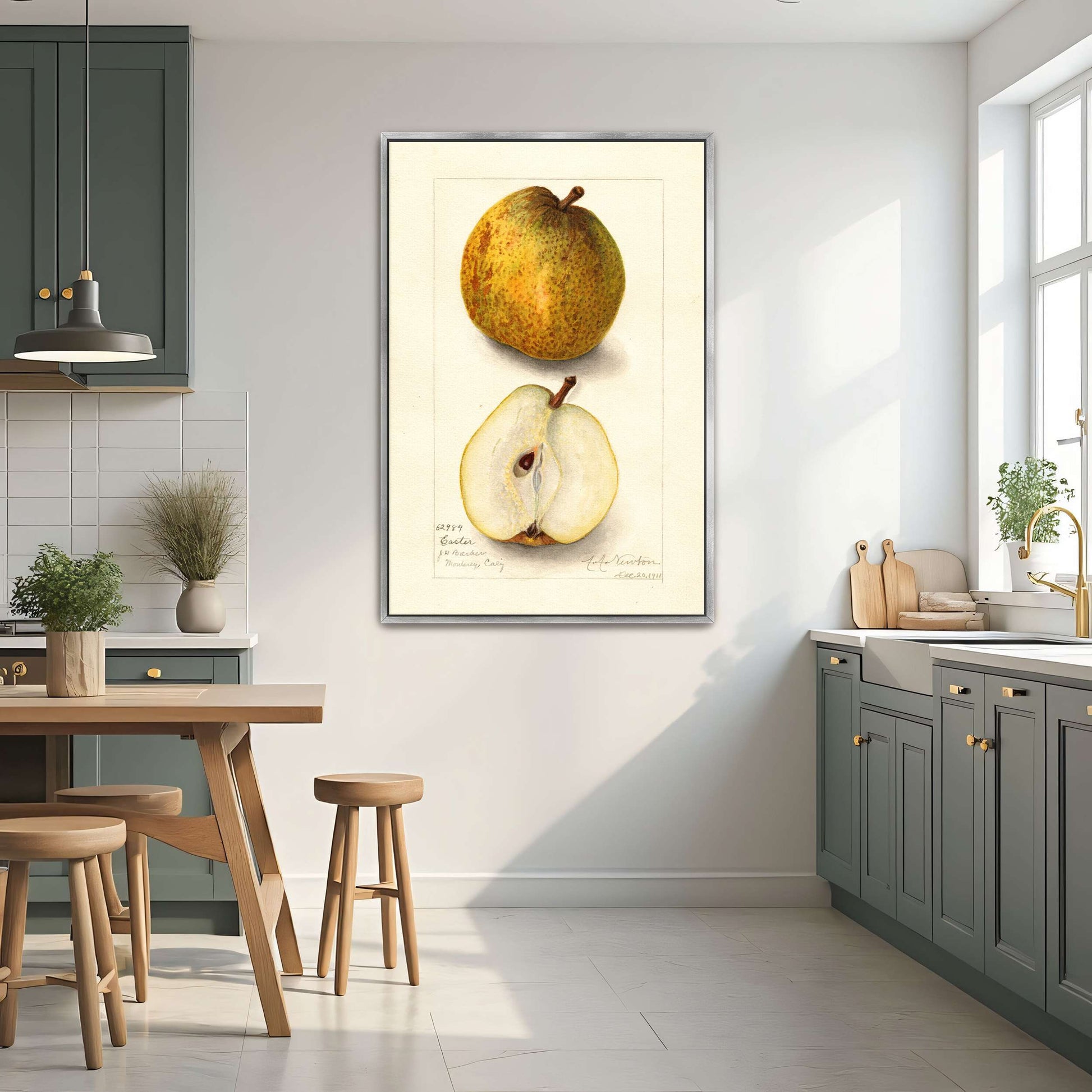 Watercolor painting of pears by Amanda Almira Newton