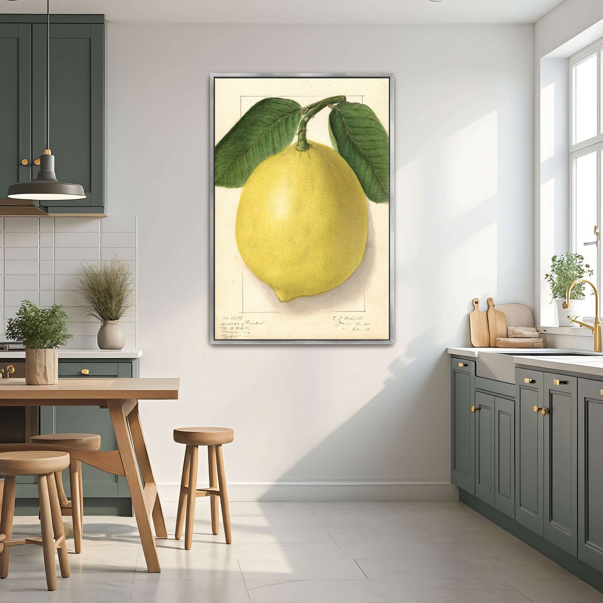 Lemon with leaves watercolor by Ellen Isham Schutt