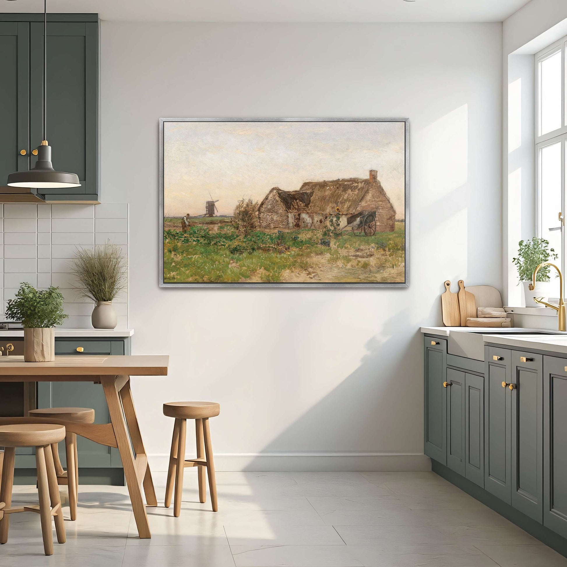 Rural scene with farmhouse, windmill by Eugen Jettel