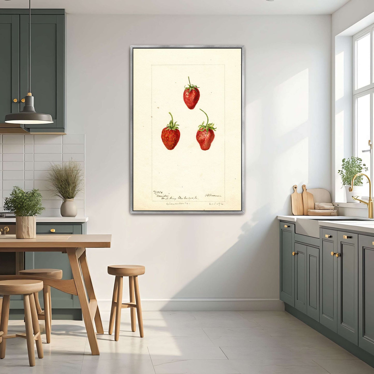 Three Strawberries Watercolor by Deborah Griscom Passmore