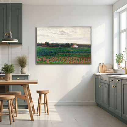 Farmhouse In A Field With Cloudy Sky By Paul Baum