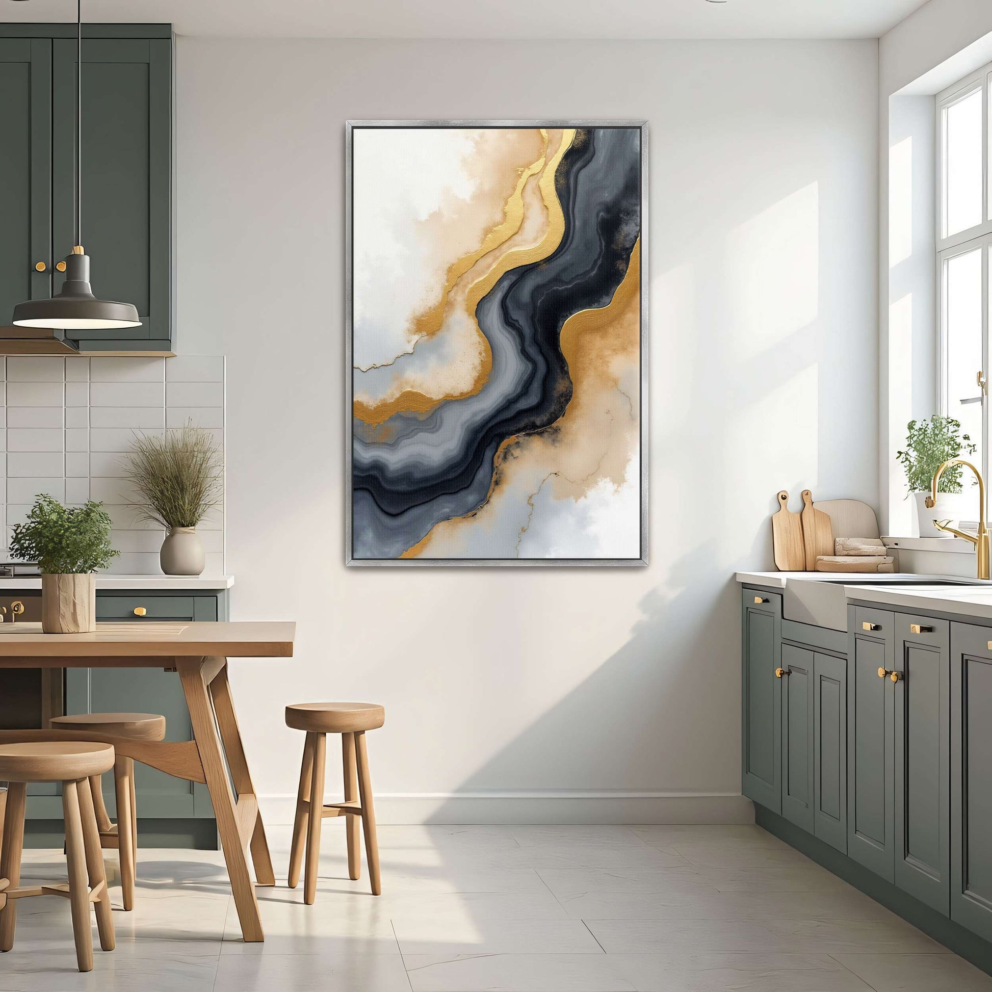 Abstract Gold And Grey Swirls By Yara Rabibzad