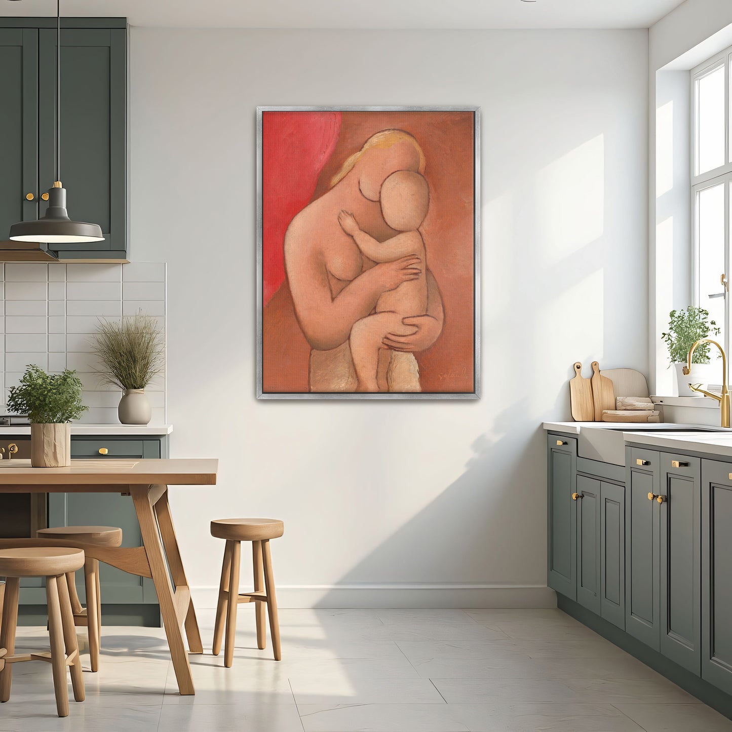 Mother And Child Embrace In Warm Hues By Mikuláš Galanda