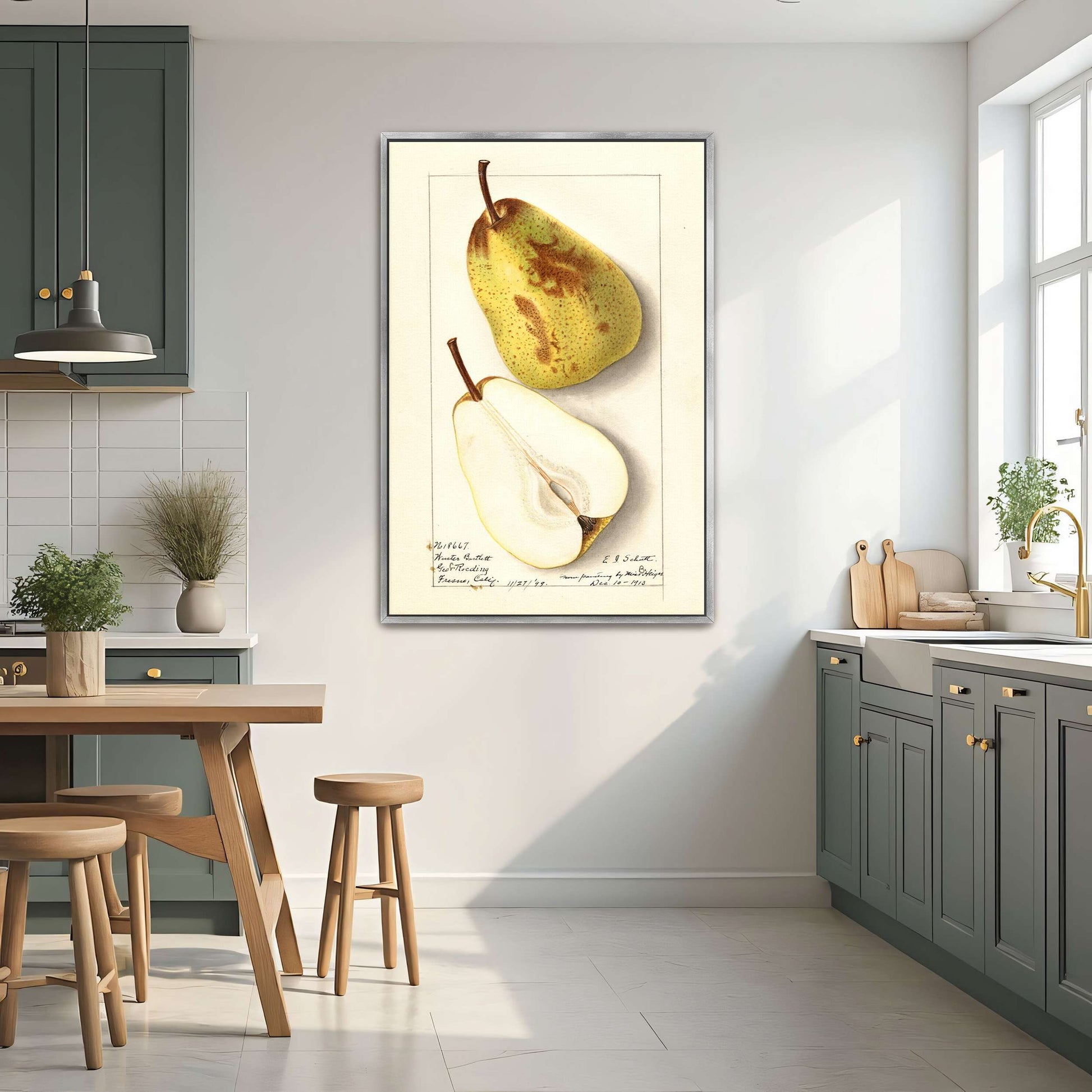 Watercolor pear painting by Ellen Isham Schutt