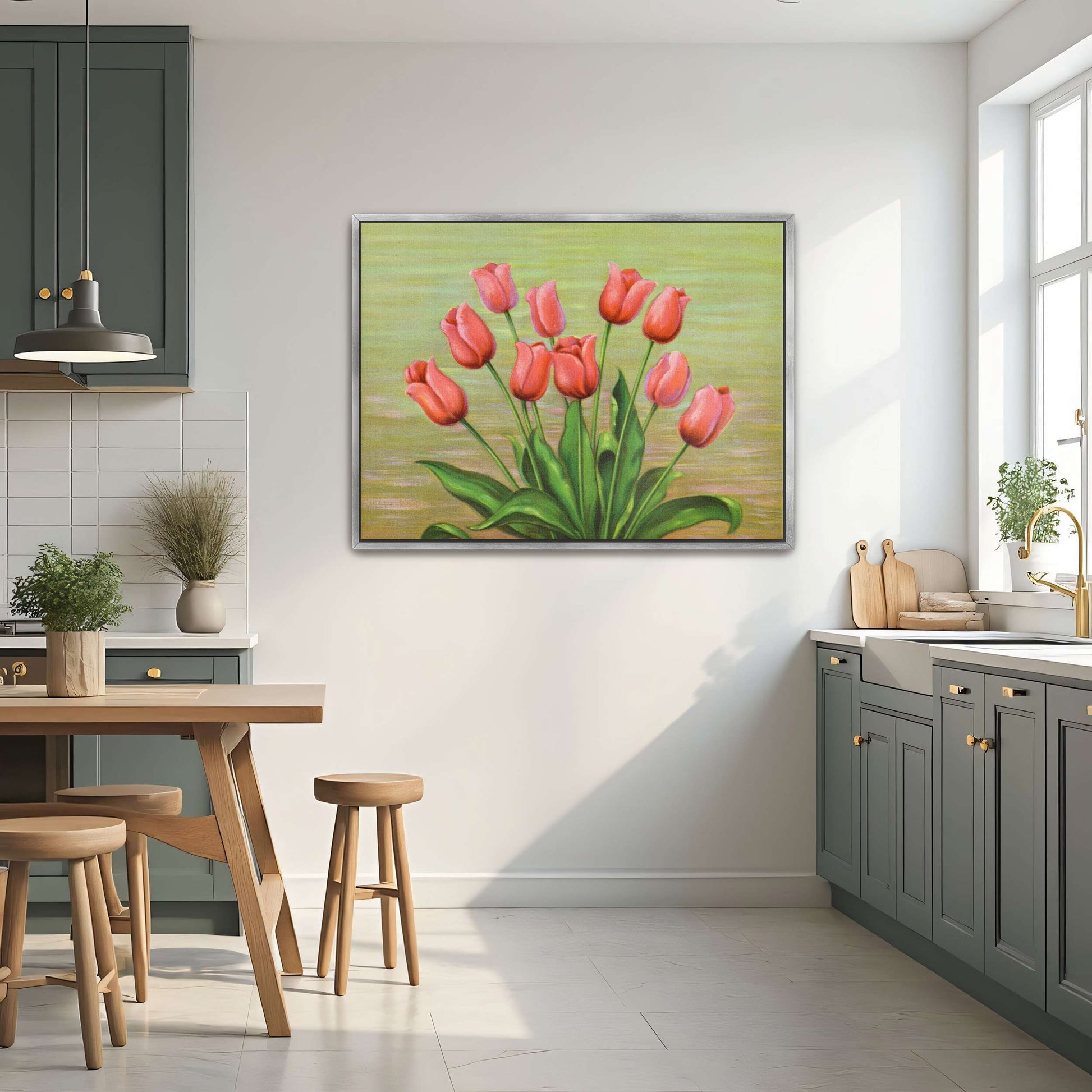 Red tulips in a vase by Lafayette F. Cargill