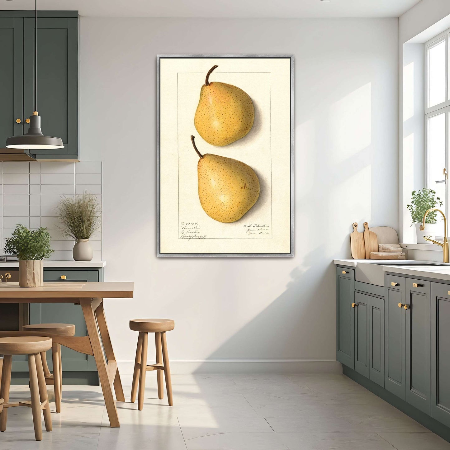 Howell Pear Watercolor Botanical Illustration By Ellen Isham Schutt