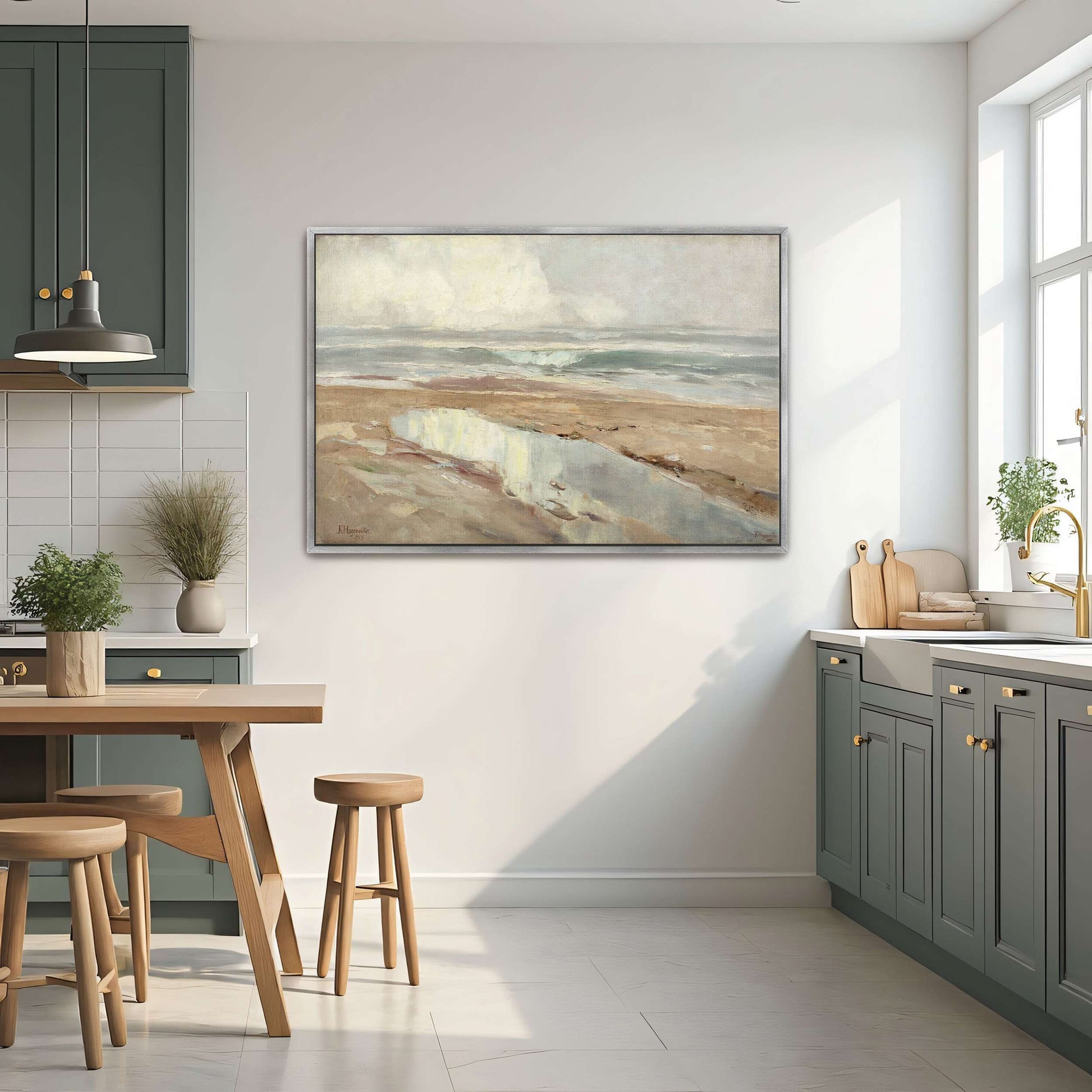 Seascape with a sandy beach by Karl Hagemeister