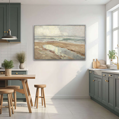 Seascape with a sandy beach by Karl Hagemeister