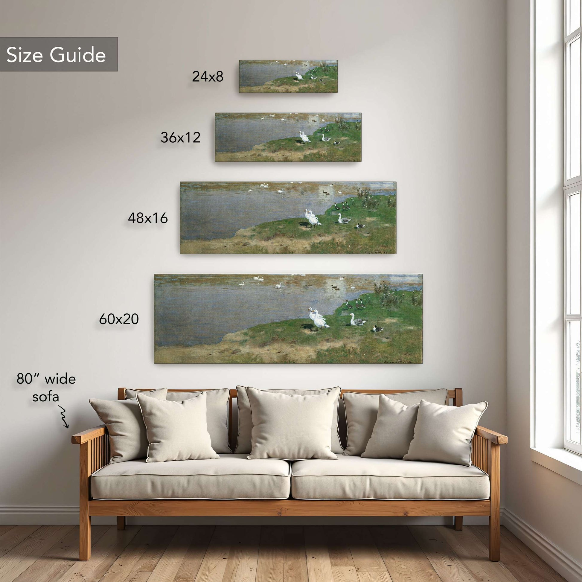 Village with geese on a lake by Eugen Jettel